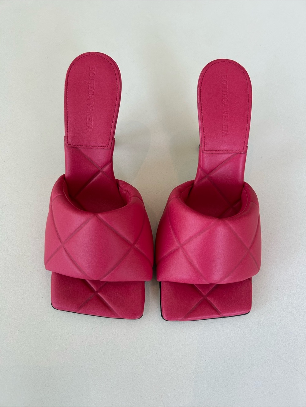 Bottega Veneta Quilted Hot Pink Padded Slide Heels